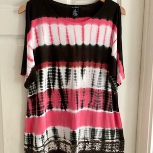 Tie Dye Cold Shoulder Tunic Top Size M